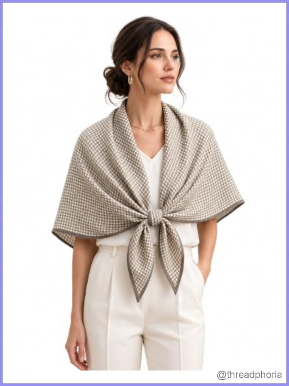 Oversized Herringbone Triangle Scarf Shawl Wrap Soft Cotton Feel Lightweight